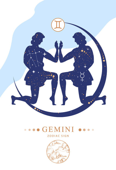 现代魔术魔术卡与双子星座星座。星座的特点