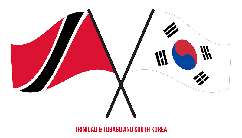 Trinidad & Tobago and South Korea Flags Crossed An