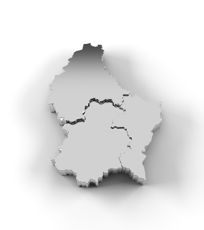 卢森堡地图3D银与国家逐步和剪辑路径