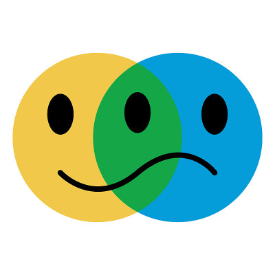 图标emoticon的情感概念，喜悦和悲伤，向量象征人的情感状态，乐趣和渴望