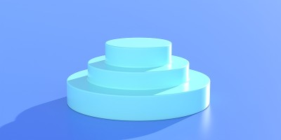 展示在蓝色背景上的圆形楼梯。三维演示