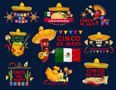 Cinco de Mayo墨西哥节日派对矢量图标