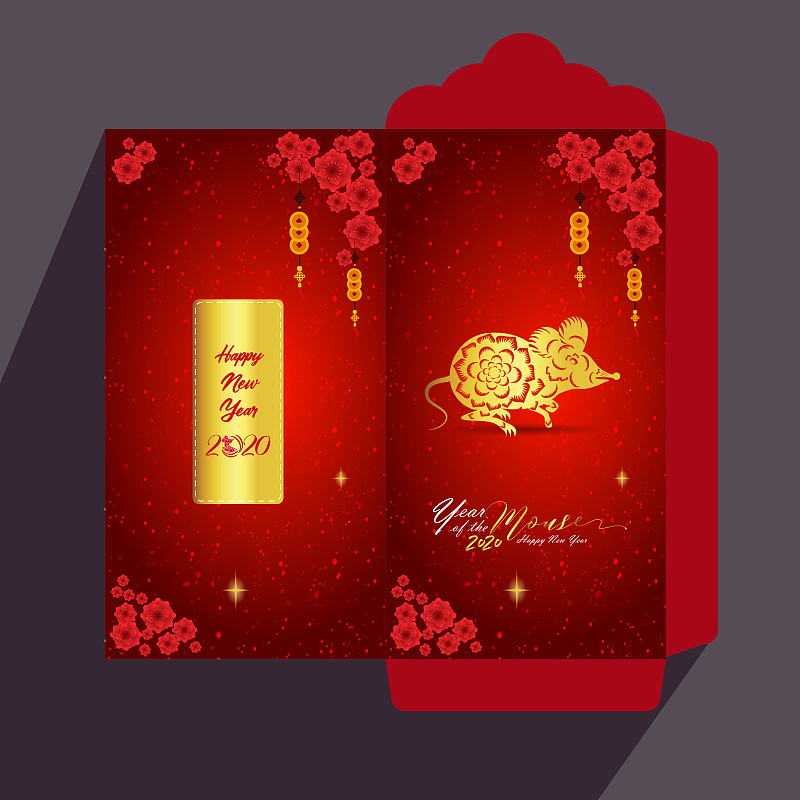 Chinese New Year red envelope flat icon, year of t