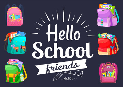 Colored School Backpack Back to School