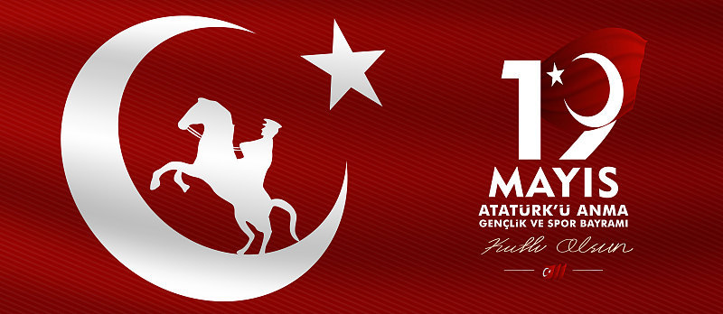 5月19日，纪念Atatürk，青年体育日，(5月19日，Atatürk纪念青年体育日)矢量插图。