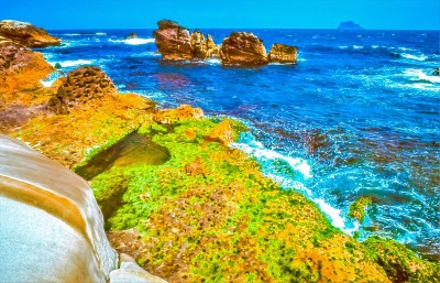 台湾海岸独特的岩层，野柳地质公园