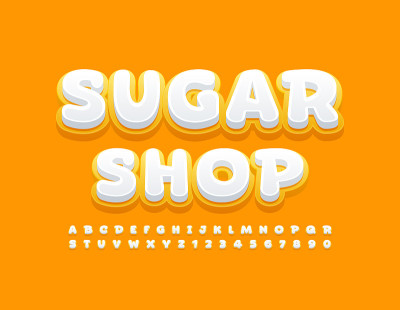矢量甜标志糖果店可爱的字母和数字集