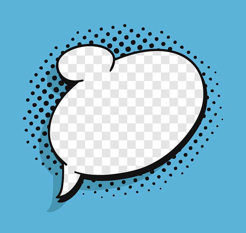 Pop art speech bubble without text and Transparent