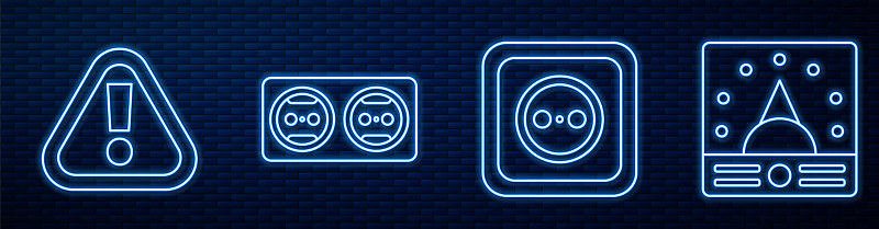 Set line Electrical outlet, Exclamation mark in tr
