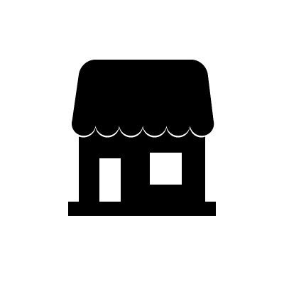 一个简单的图标显示商店，卖家，商业标志剪影孤立在白色的背景。时尚的平面设计风格，符号