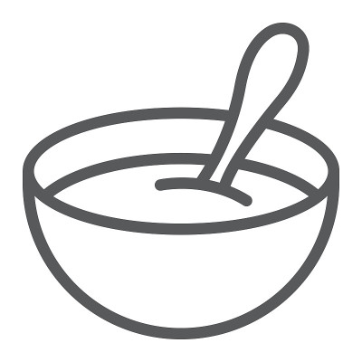 婴儿谷物线图标，食物和吃，盘子标志，矢量图形，白色背景上的线性图案。