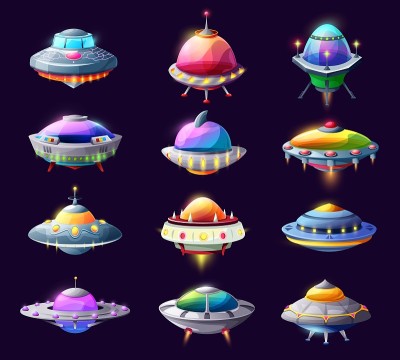 卡通ufo外星人宇宙飞船和宇宙飞船的设定