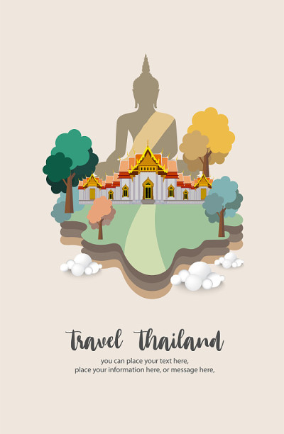 网站标题或横幅设计Wat Benchamabophit旅游-寺庙景观背景