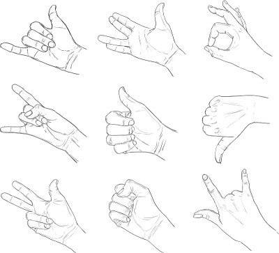 手绘矢量插图。的手