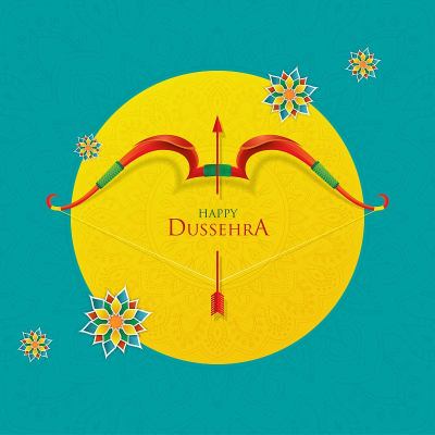 Dussehra彩色背景与弓和箭