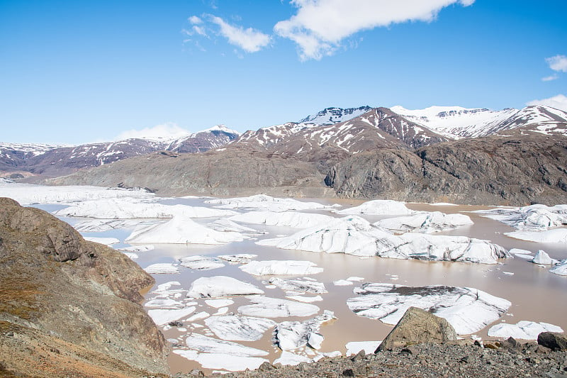 Hoffellsjokull glacier and Lagoon in south Iceland