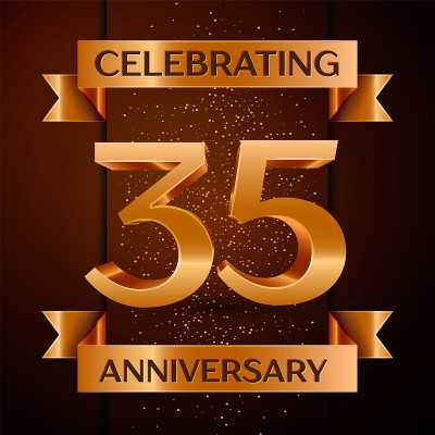 Realistic Thirty five Years Anniversary Celebratio