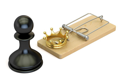 国际象棋，风险概念，3D渲染孤立的白色背景