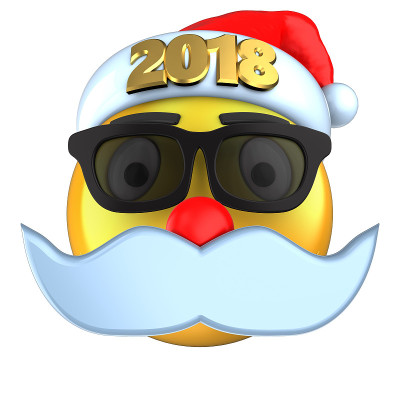 3d黄色表情微笑2018圣诞帽