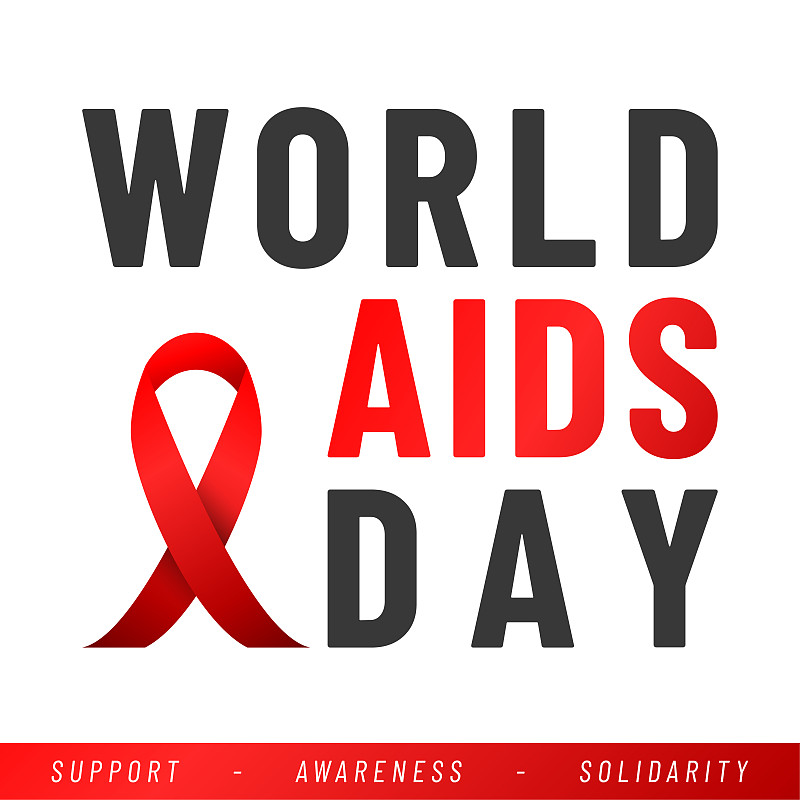 World AIDS day poster. Aids Awareness Red Ribbon. 