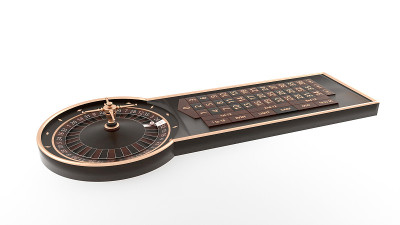 现代黑色，金色和木制轮盘赌轮盘表- 3D插图