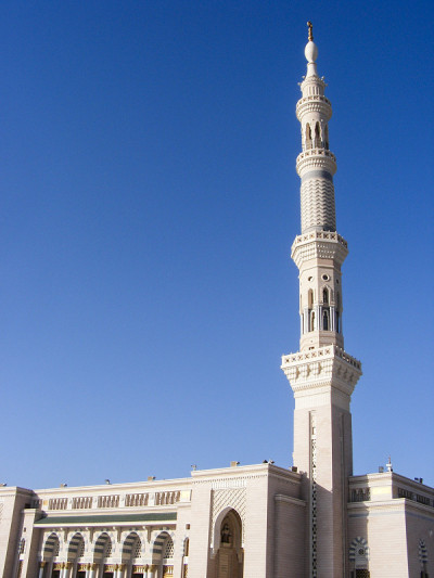 沙特阿拉伯麦地那的Al-masjid Al-nabawi宣礼塔