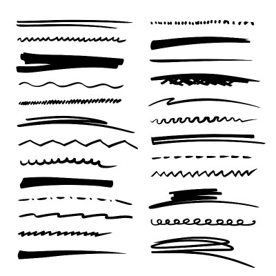 Hand drawn collection set of underline strokes in 