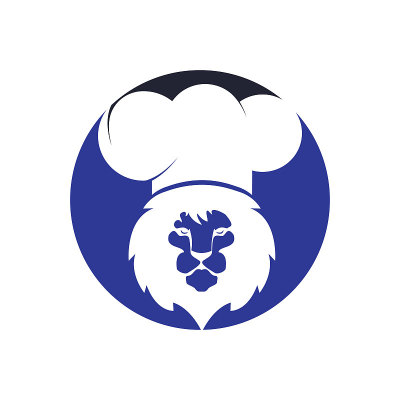 厨师狮子矢量标志设计模板。餐饮标志概念。