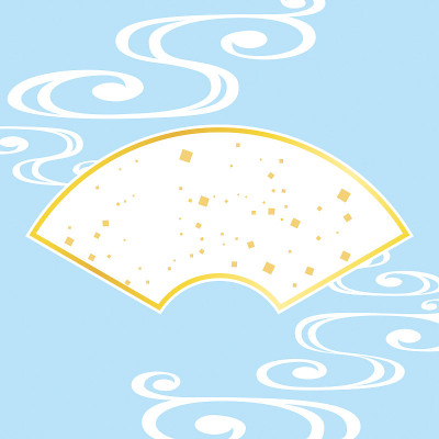 扇子和波浪的插图，传统的日本图案