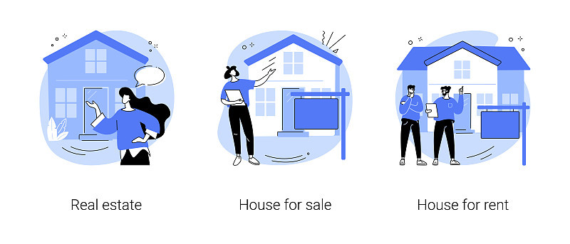 房地产服务抽象概念矢量插图。