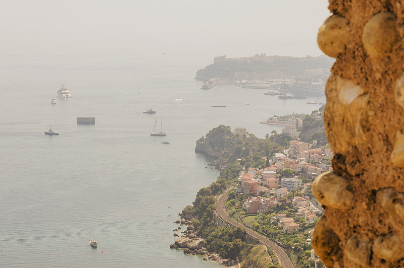 Cabbé Cap Martin和摩纳哥Montecarlo公国海湾的全景