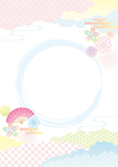 柔和的颜色背景与日本传统的模式