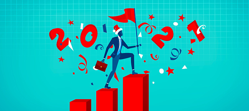 New 2021 growth and development prospects. 3D illu