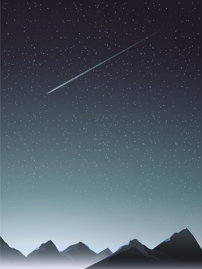 夜间彗星的山景