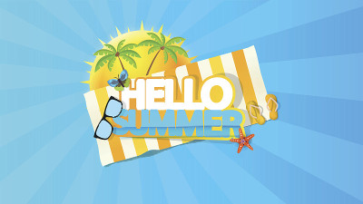 Hello Summer Abstract Vector Design with Rising Su