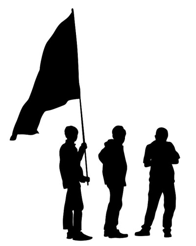 用旗帜打击人们