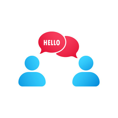 Hello icon flat. People talking icon. Dialog icon.