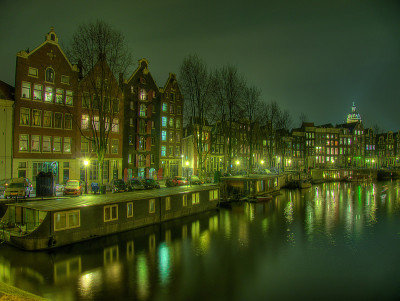 阿姆斯特丹，荷兰夜景