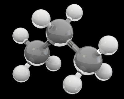 丙烷分子的三维玻璃化学结构