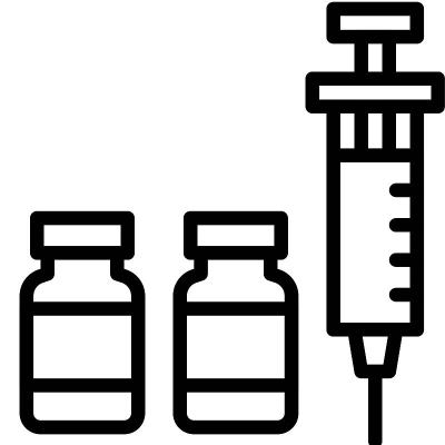 注射器与药瓶矢量插图，线条风格图标