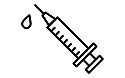 简单的注射器图标，黑色和白色