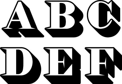 字母serif A, B, C, D, E, F