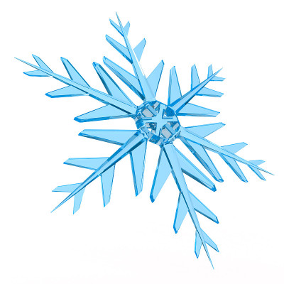 白色背景上的雪花。孤立的3 d演示