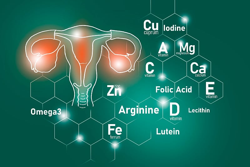 子宫健康的必需营养素包括欧米茄3，精氨酸，叶黄素，卵磷脂。