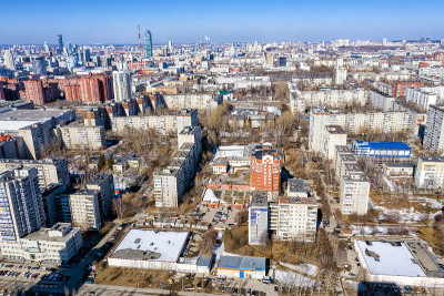 叶卡捷琳堡市中心多层楼的鸟瞰图。俄罗斯