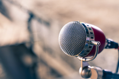 Microphone. Retro microphone. A microphone on stag