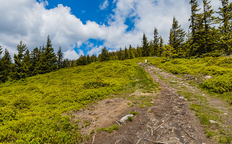 长长的山路，周围环绕着卡克诺斯山脉的全景