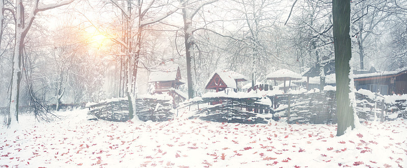 公园在一场暴风雪后