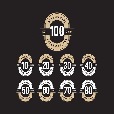 100周年庆典数字文本矢量模板设计插图
