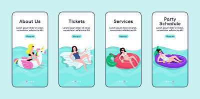Pool party services onboarding mobile app screen f